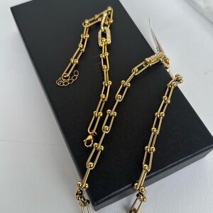 Tiffany Style Stainless Gold Necklace/bracelet Set